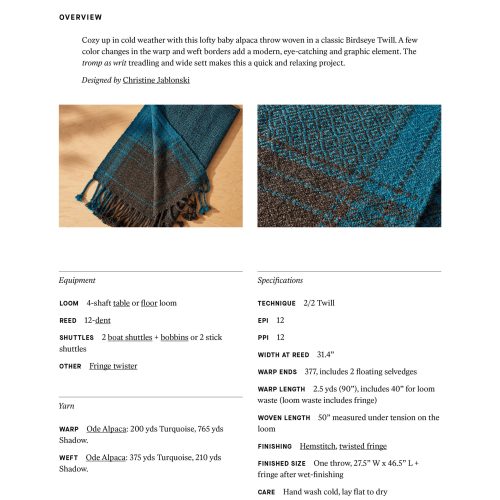 Page 2 Birdseye Twill Throw Pattern Gist Yarn