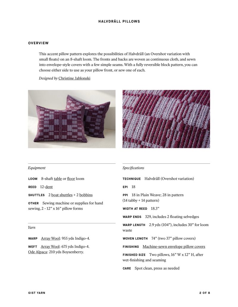 Page 2 Halvdrall Pillows Pattern Gist Yarn v2